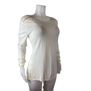 F. Michael Kors Tunic L Size Beige Top Long Sleeve Top Zipper NWT $120